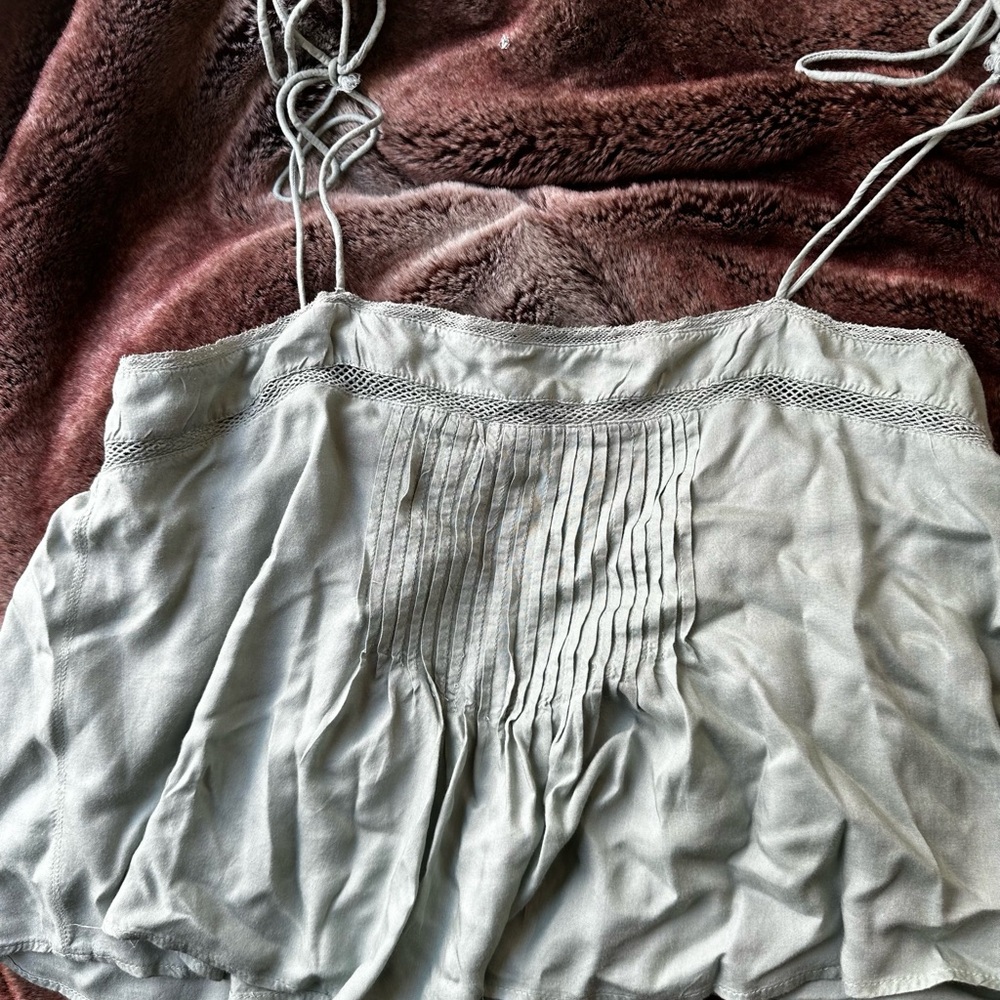 Light Green Pleated Spaghetti Strap Top